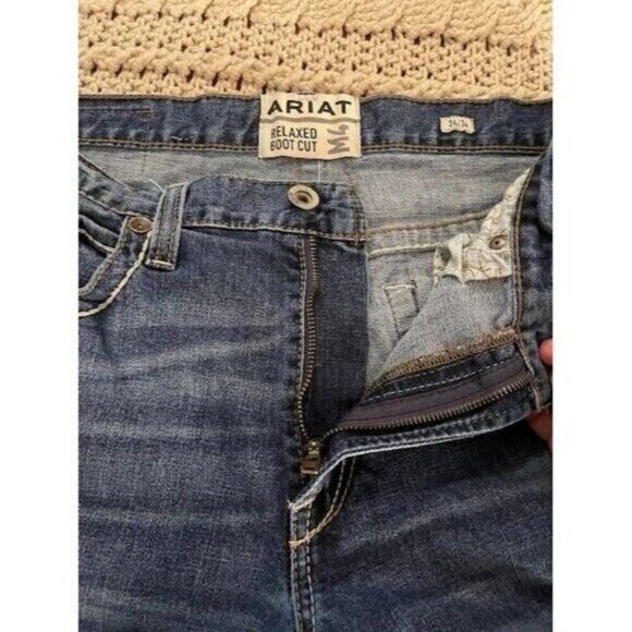 Ariat Wide Relaxed Boot Cut Jeans Men’s size W36 L34 Denim Blue Western Wear - Picture 1 of 7
